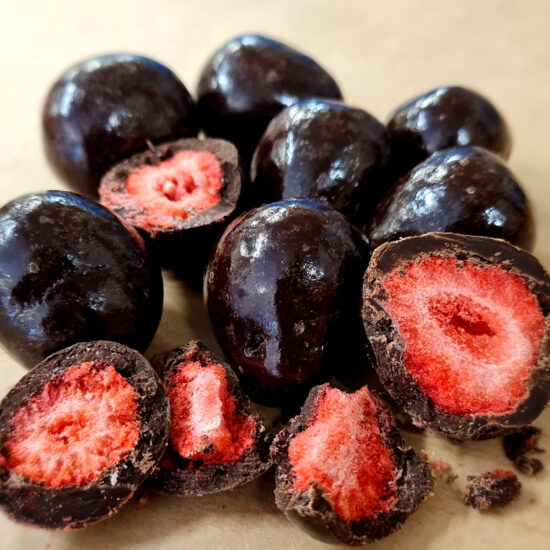 Hand Panned Strawberries And Dark Chocolate