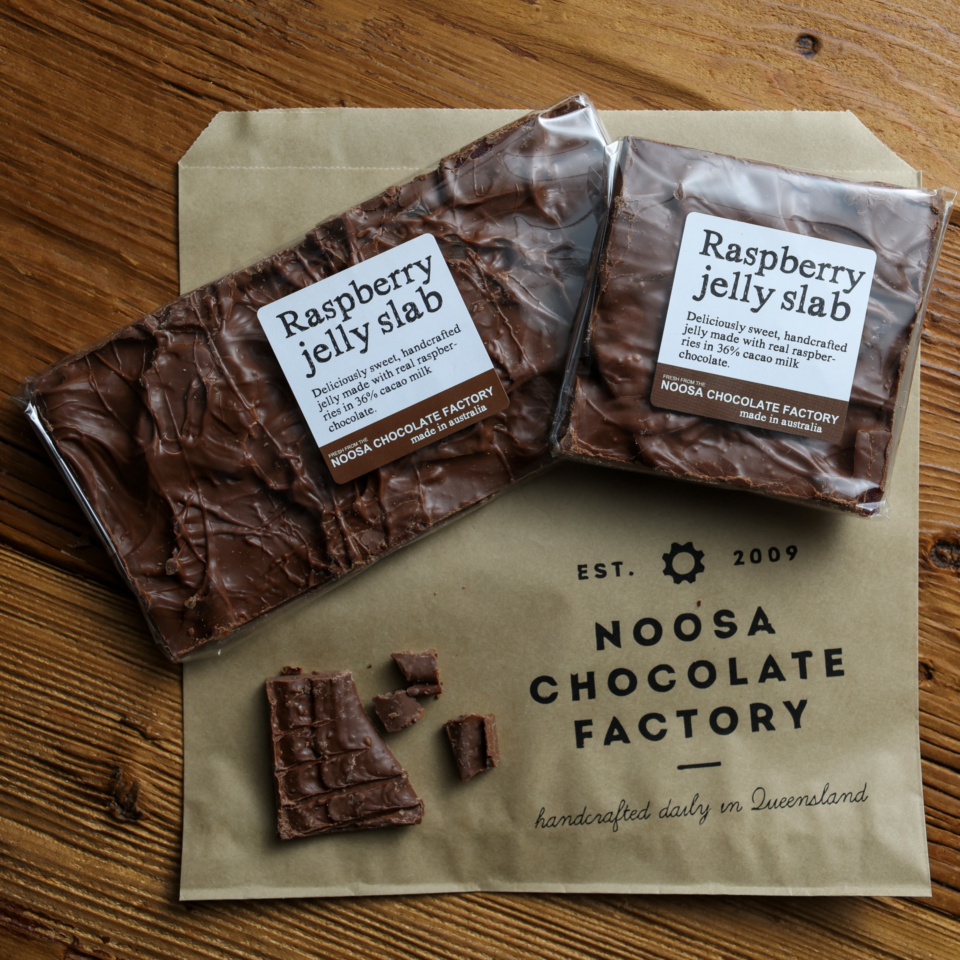 Raspberry Jelly Slab / 36% Cocoa | Noosa Chocolate Factory